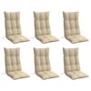 vidaXL Coussins de chaise à dossier haut lot de 6 beige tissu oxford