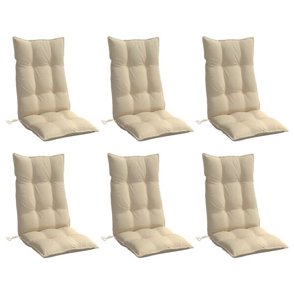 vidaXL Coussins de chaise à dossier haut lot de 6 beige tissu oxford