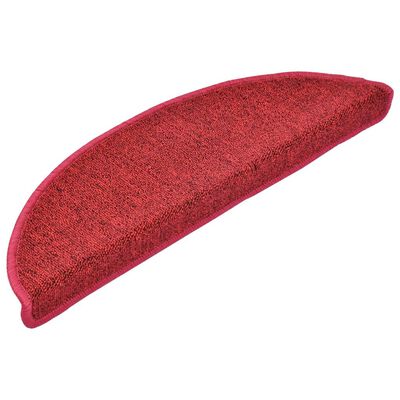 vidaXL Tapis d'escalier 10 pcs 56x17x3 cm Rouge bordeaux