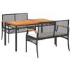 vidaXL Ensemble &agrave; manger de jardin avec coussins 3 pcs Noir