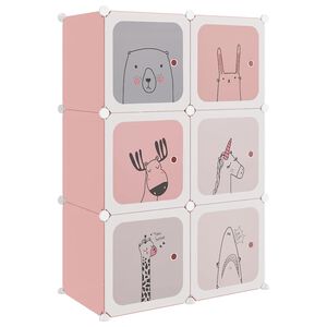 vidaXL Armoire de rangement pour enfants avec 6 cubes Rose PP