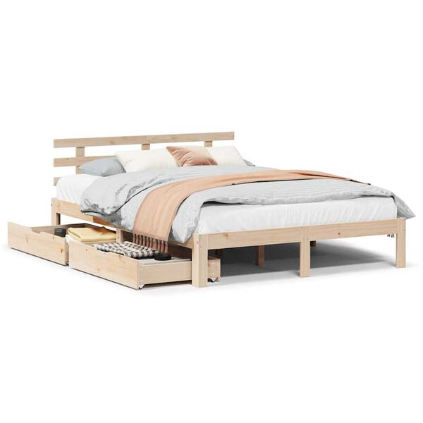 vidaXL Cadre de lit avec tiroirs sans matelas 135x190 cm