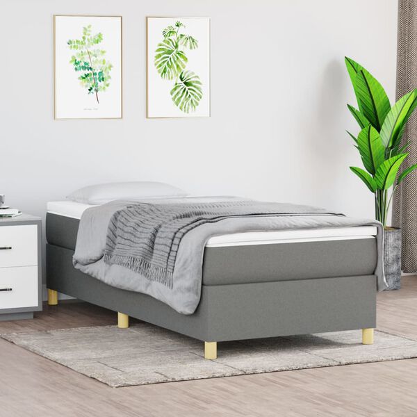 vidaXL Sommier &agrave; lattes de lit avec matelas Gris fonc&eacute; 100x200cm Tissu