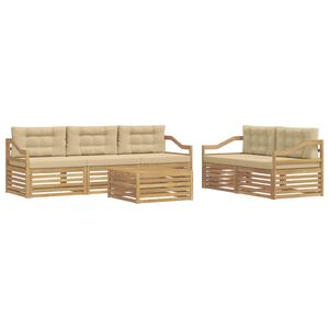 vidaXL Ensemble de canap&eacute;s d'ext&eacute;rieur 6 pc Blanc et Beige