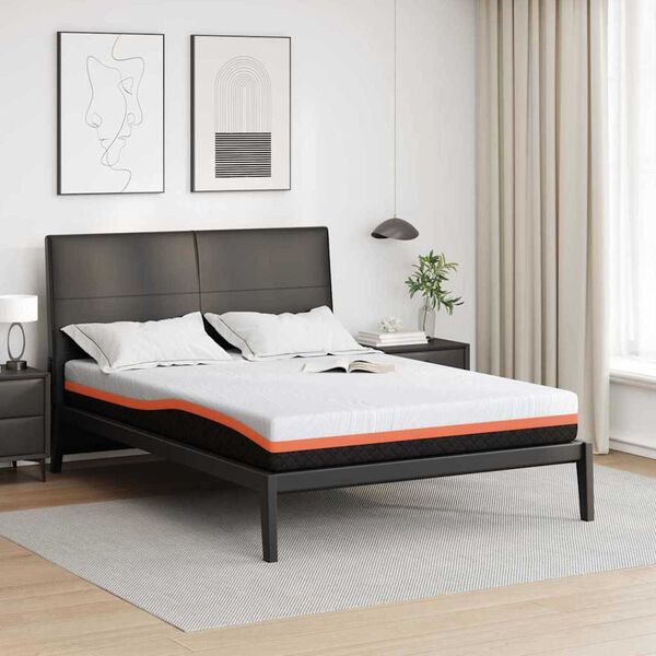 vidaXL Matelas Blanc et Noir 160 x 200 cm Tissu jacquard