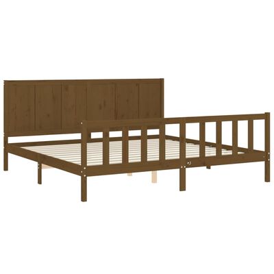 vidaXL Cadre de lit avec tête de lit marron miel 200x200cm bois massif