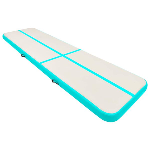vidaXL Tapis gonflable de gymnastique avec pompe 600x100x15cm PVC Vert