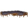 vidaXL Salon de jardin 11 pcs avec coussin Bois d'acacia solide