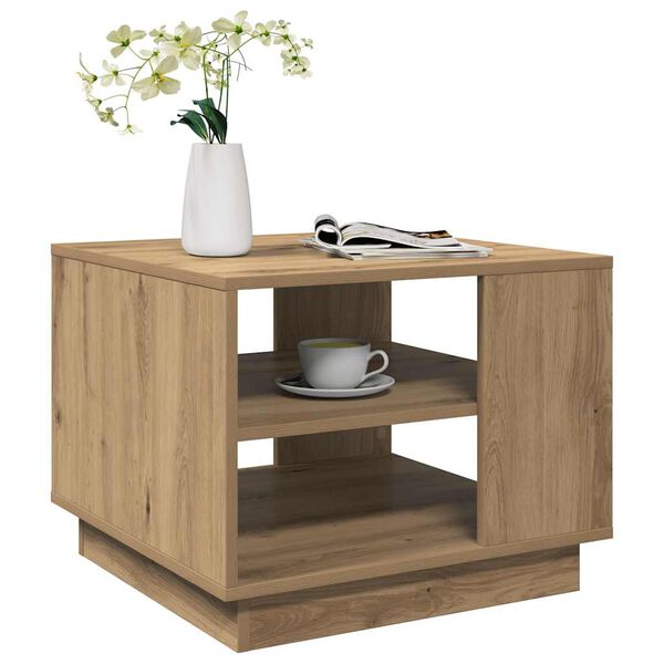 vidaXL Table basse ch&ecirc;ne artisanal 55x55x42 cm bois d'ing&eacute;nierie