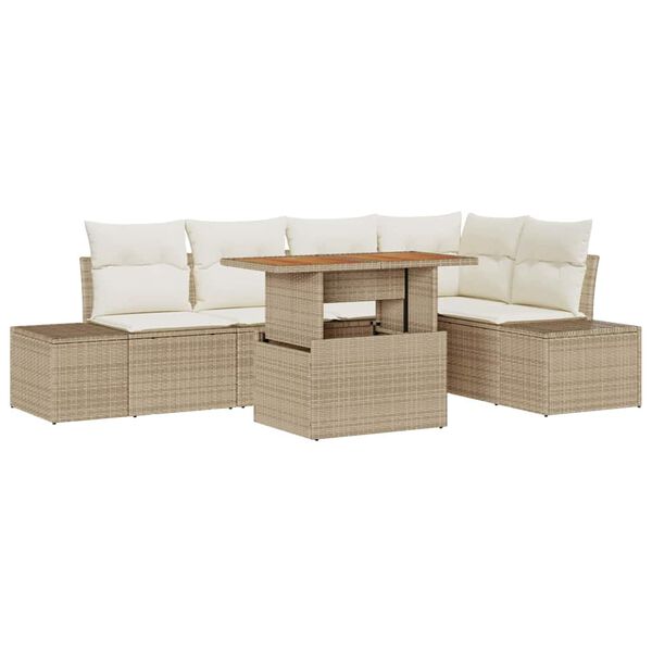 vidaXL Ensemble de salle &agrave; manger pour jardin 6 pcs Beige et cr&egrave;me