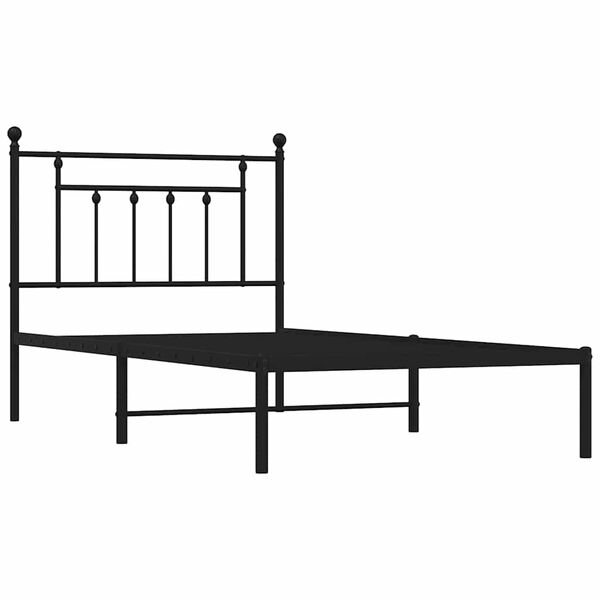 vidaXL Cadre de lit métal sans matelas avec tête de lit noir 100x190cm