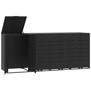 vidaXL Rangement &agrave; roulettes pour poubelles pour 4 bacs noir acier