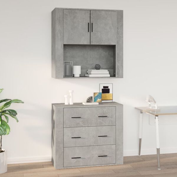 vidaXL Armoire murale Gris b&eacute;ton 80x33x80 cm Bois d'ing&eacute;nierie