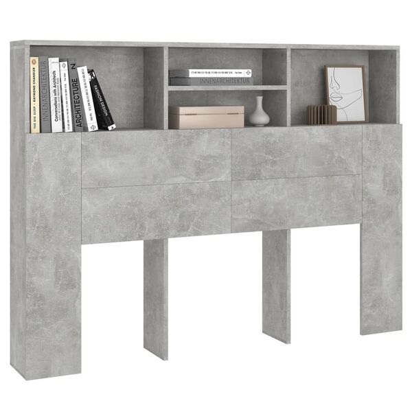 vidaXL Armoire de t&ecirc;te de lit Gris b&eacute;ton 140x19x103,5 cm
