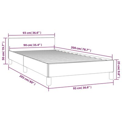 vidaXL Cadre de lit avec tête de lit Gris foncé 90x200 cm Tissu
