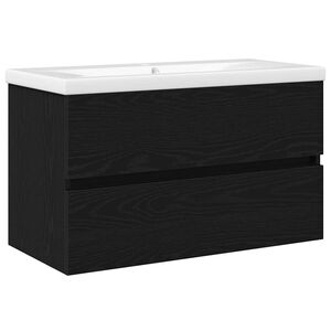 vidaXL Meuble de Lavabo de Salle de Bain Ch&ecirc;ne noir 80 x 39 x 62 cm