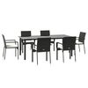 vidaXL Ensemble &agrave; manger de jardin coussins 7pcs Noir R&eacute;sine tress&eacute;e