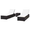 vidaXL Chaises longues lot de 2 avec table R&eacute;sine tress&eacute;e Marron