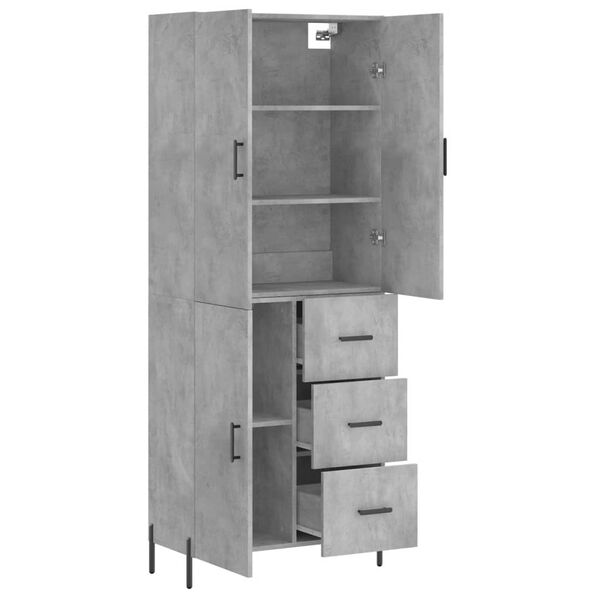 vidaXL Buffet haut Gris b&eacute;ton 69,5x34x180 cm Bois d'ing&eacute;nierie