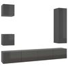 vidaXL Ensemble de meuble TV 5 pcs Gris brillant Bois d'ing&eacute;nierie