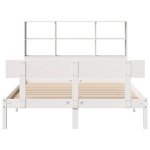 vidaXL Lit bibliothèque sans matelas blanc 120x200 cm bois pin massif