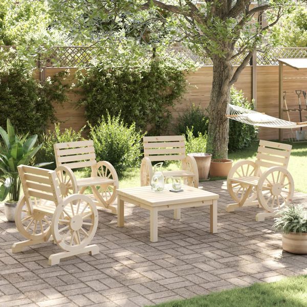 vidaXL Chaises de jardin lot de 4 Bois de sapin massif