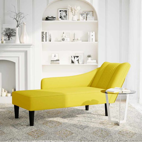 vidaXL Fauteuil long avec accoudoir droit jaune velours