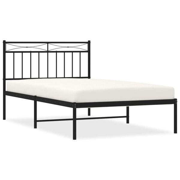 vidaXL Cadre de lit métal sans matelas avec tête de lit noir 107x203cm