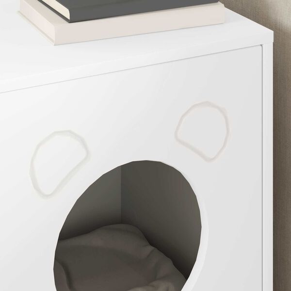 vidaXL Maison pour chat Blanc 42,5 x 40 x 53 cm Bois d'ing&eacute;nierie