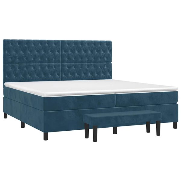 vidaXL Sommier &agrave; lattes de lit et matelas Bleu fonc&eacute; 200x200cm Velours
