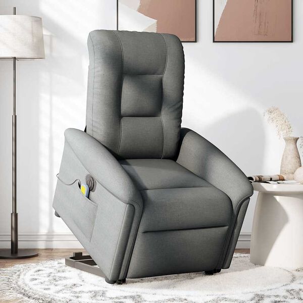 vidaXL Fauteuil inclinable de massage &eacute;lectrique Gris fonc&eacute; Tissu
