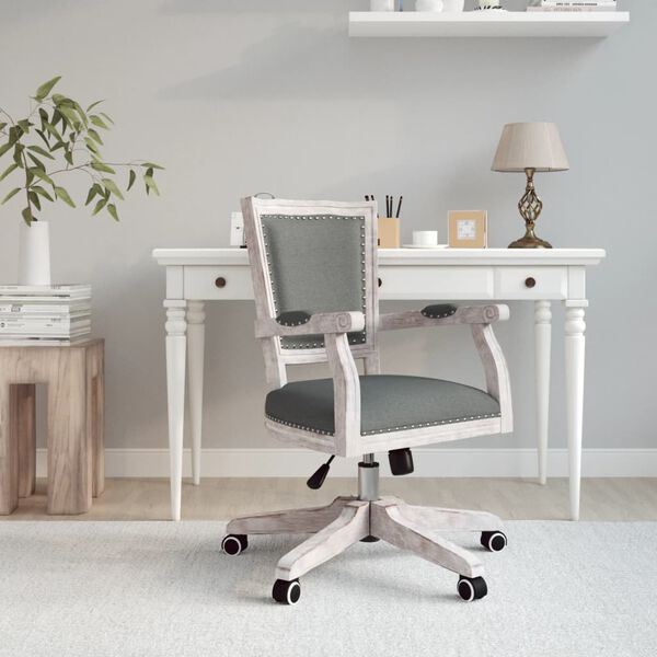 vidaXL Chaise pivotante de bureau Gris foncé Tissu