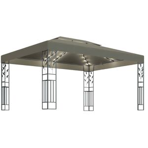 vidaXL Tonnelle avec double toit et lumi&egrave;res LED 3x4 m Taupe