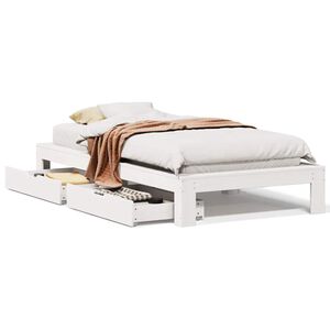vidaXL Cadre de lit sans matelas blanc 75x190 cm bois de pin massif