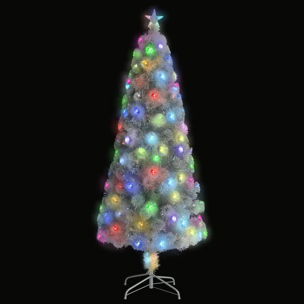 vidaXL Arbre de No&euml;l artificiel pr&eacute;-&eacute;clair&eacute; blanc 210 cm fibre optique