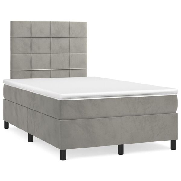 vidaXL Sommier &agrave; lattes de lit et matelas Gris clair 120x200cm Velours
