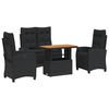 vidaXL Ensemble &agrave; manger de jardin 4 pcs avec coussins noir