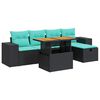 vidaXL Salon de jardin avec coussins 6pcs marron r&eacute;sine tress&eacute;e acacia