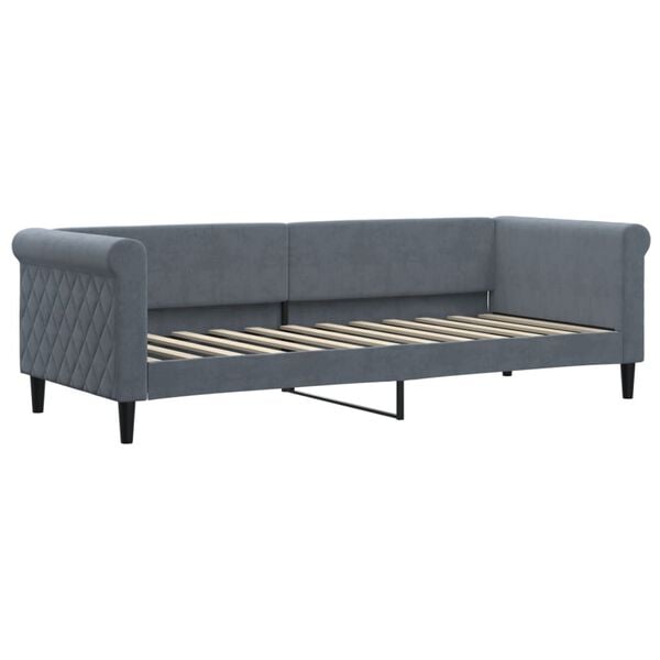 vidaXL Lit de jour avec gigogne et matelas gris fonc&eacute; 80x200cm velours