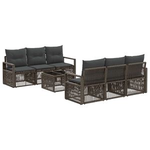 vidaXL Ensemble de canap&eacute; de jardin 7 pc Gris polyrotin