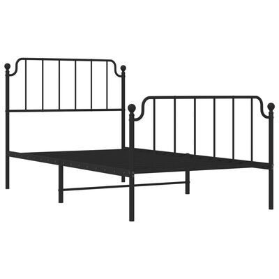 vidaXL Cadre de lit métal sans matelas avec pied de lit noir 100x190cm