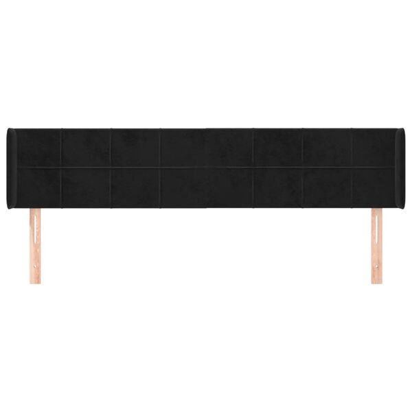 vidaXL T&ecirc;te de lit avec oreilles Noir 203x16x78/88 cm Velours