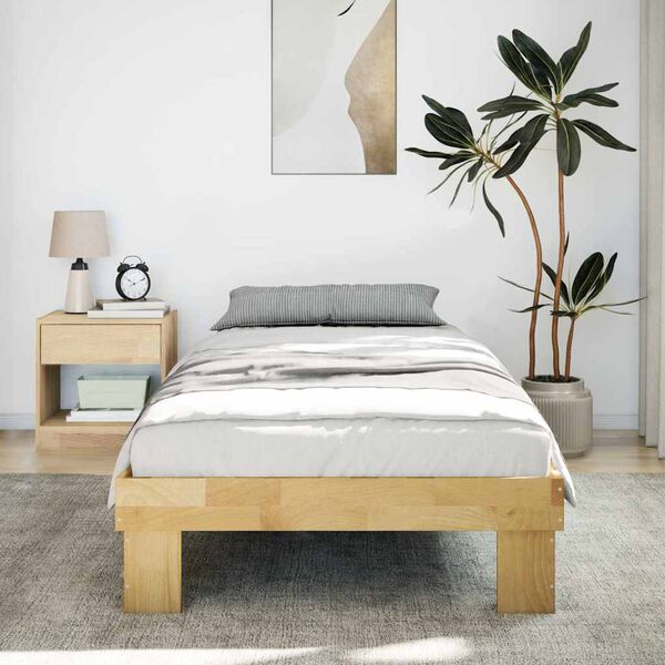 vidaXL Cadre de lit sans matelas 75x190 cm bois massif de ch&ecirc;ne