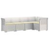vidaXL Canap&eacute; de Jardin 5 Places avec Coussins Aspect Rotin PP Blanc