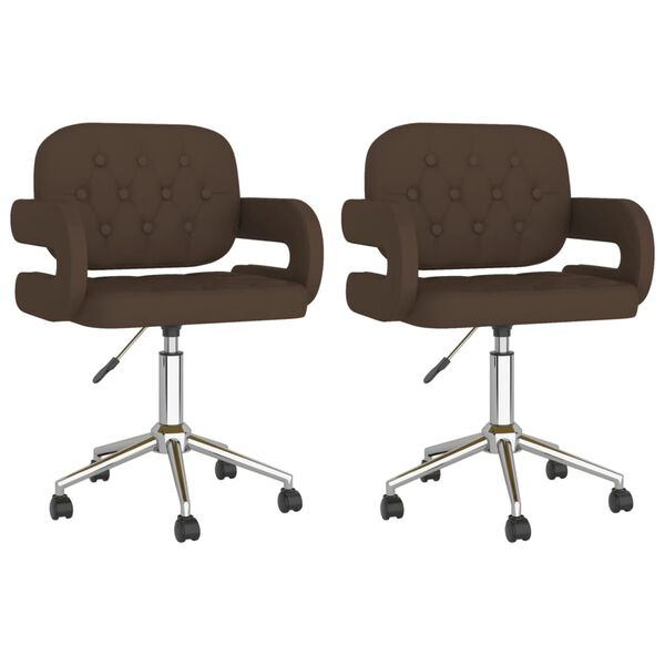 vidaXL Chaises pivotantes &agrave; manger lot de 2 marron similicuir