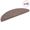 vidaXL Tapis d'escalier auto-adh&eacute;sifs 10 pi&egrave;ces 56 x 17 x 3 cm Marron clair Demi-rond