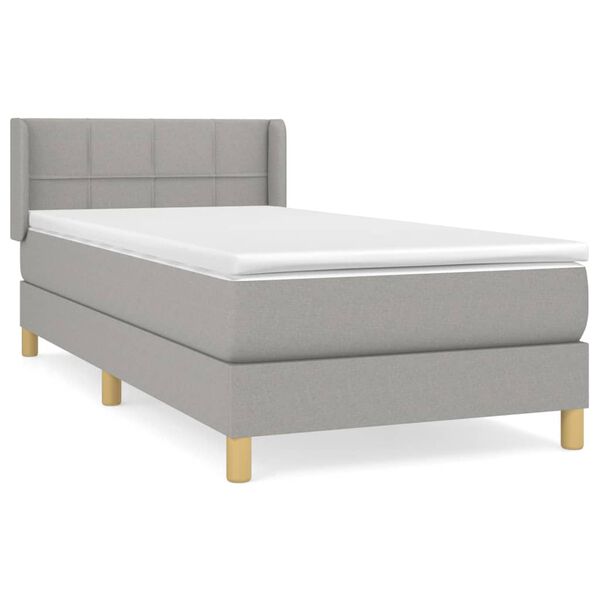 vidaXL Sommier &agrave; lattes de lit avec matelas Gris clair 90x200 cm Tissu