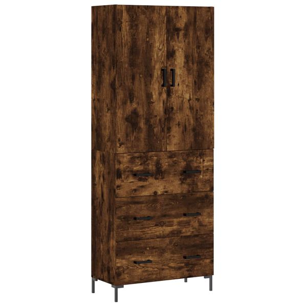 vidaXL Buffet haut Ch&ecirc;ne fum&eacute; 69,5x34x180 cm Bois d'ing&eacute;nierie