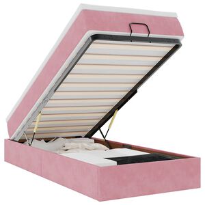 vidaXL Cadre de lit ottoman avec matelas rose 100x200 cm velours
