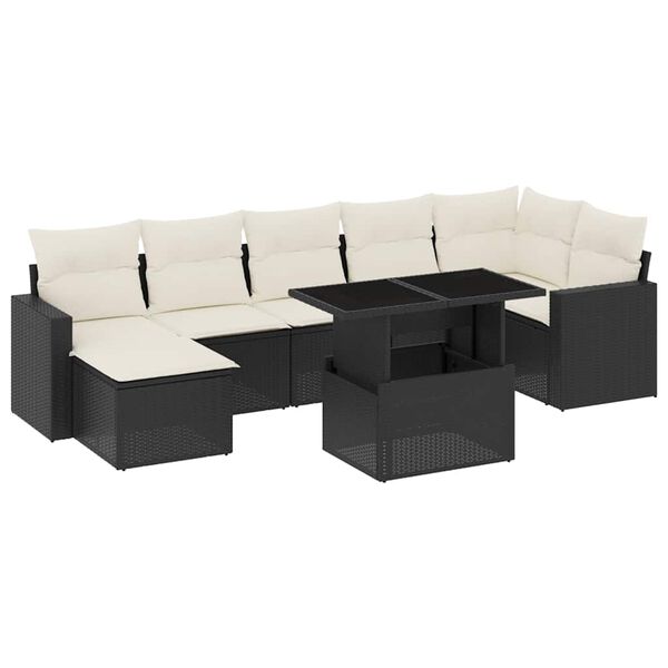 vidaXL Salon de jardin 8 pcs avec coussins noir r&eacute;sine tress&eacute;e